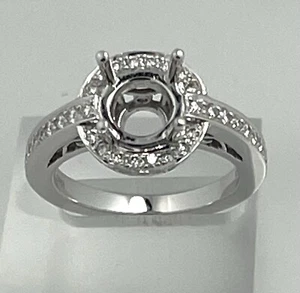 Semi Mount 18KT White Gold Set With Round Brilliant Diamonds For 6.5 MM Center - Picture 1 of 6