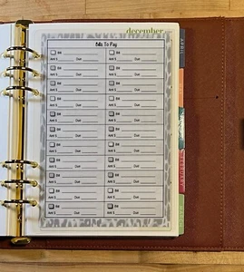 Bills to Pay (Wild Neutral) tablero insertar 4 uso con agenda de anillo ErinCondren A5- - Imagen 1 de 3