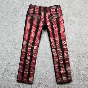 Robin's Jeans Mens 36 Long Flap Prisoner Red Wash Embellished Crystal Pocket USA - Picture 1 of 21