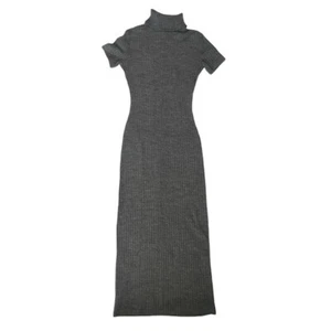 Vintage Jane Norman ribbed roll neck maxi dress y2k 90s grey SIZE 10 - Picture 1 of 1