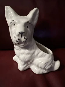 Vintage White Scottish Scotty Dog Ceramic Planter - Picture 1 of 6