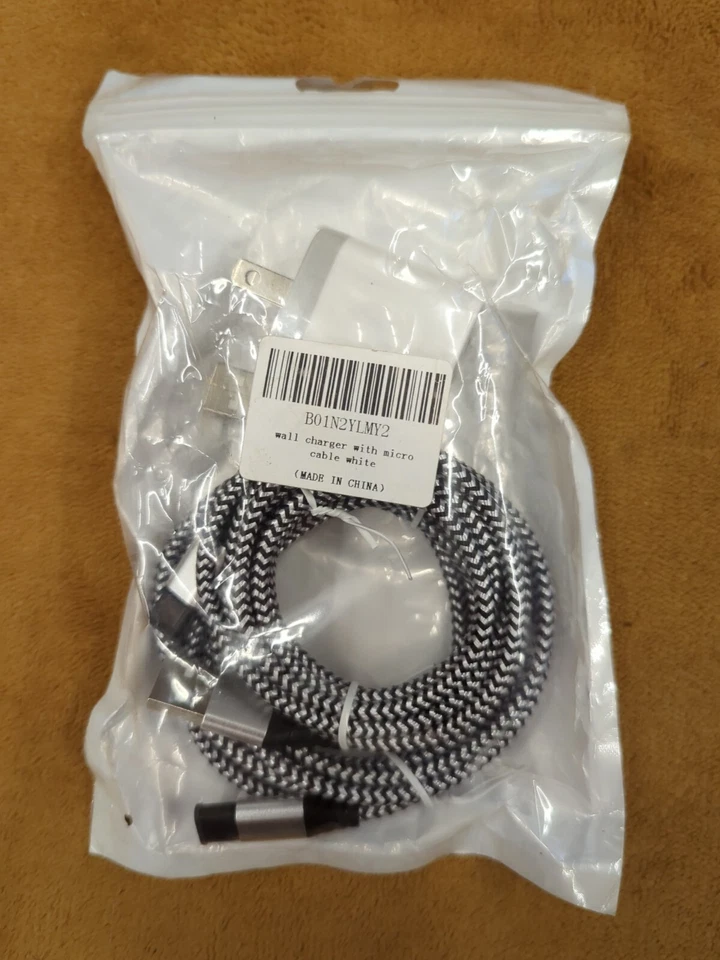 dual port Wall charger with micro USB cable chevron black silver (2)6.5Ft Cable - Image 1 of 1