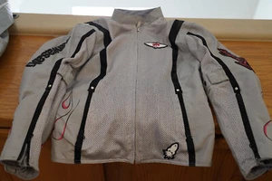 Joe Rocket Armored Motorcycle Jacket Women's Small Beautiful Gray Flames Black - Picture 1 of 9