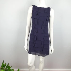 Adrianna Papell Size 6 Petite Purple Chiffon Ruffle Front Cocktail Short Dress - Picture 1 of 14