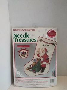 Needle Treasures Heigh Ho Santa Stocking Counted Cross Stitch Kit 02916 NOS USA - Picture 1 of 10