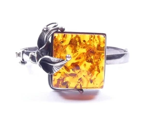 Brazalete de ámbar grueso de colección diseño de hoja de ley 925 32,8 g - Imagen 1 de 10
