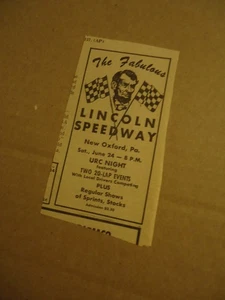 The Fabulous Lincoln Speedway 1972 ad NEW OXFORD PA - Picture 1 of 1