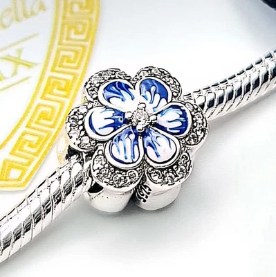 CHARM ARGENTO 925 Fiore Zircone Rosa Portafortuna  - Immagine 1 di 4