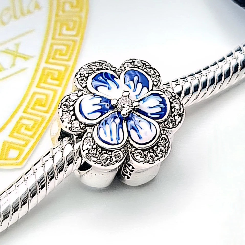 CHARM ARGENTO 925 Fiore Zircone Rosa Portafortuna  - Immagine 1 di 4