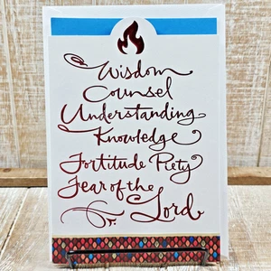 Dayspring Confirmation Greeting Card 5x7 Bible Religious Red Flame Blue Dove - Picture 1 of 8