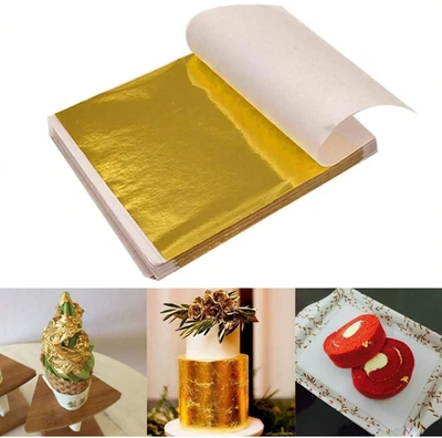 100pcs 24K Gold Foil Edible Gold Leaf Sheets For DIY Cake Decoration Arts Crafts
