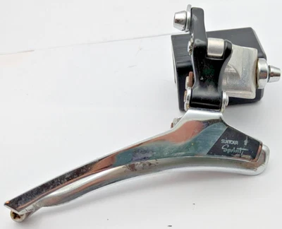 SUNTOUR SPRINT FRONT DERAILLEUR JAPAN BRAZE ON SILVER BOTTOM PULL FD-SP00-B - Image 1 of 3