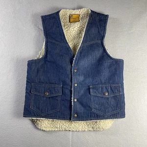Vintage Weathercaster Jeansweste Herren mittelblau Denim Sherpa gefüttert Western Rancher - Bild 1 von 8
