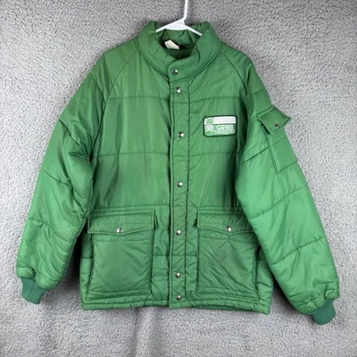 Abrigo de granja vintage para hombre L verde Swingster Puffer GR8 chaqueta semilla años 80 hecho en EE. UU. Foto 1 de 4
