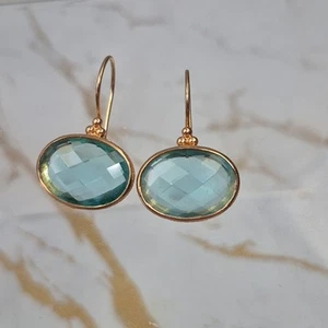 Gioielli Blue Topaz Rose Gold Vermeil 925 Sterling Silver Earrings Designer HSN - Picture 1 of 6