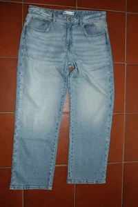 ZARA gerade weite Jeans mittlerer Bund Denim mittelblau 42 - Picture 1 of 4
