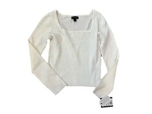 Girl's White Cream Ribbed Square Neck Sweater Art Class Size Medium 8 NEW - Picture 1 of 3