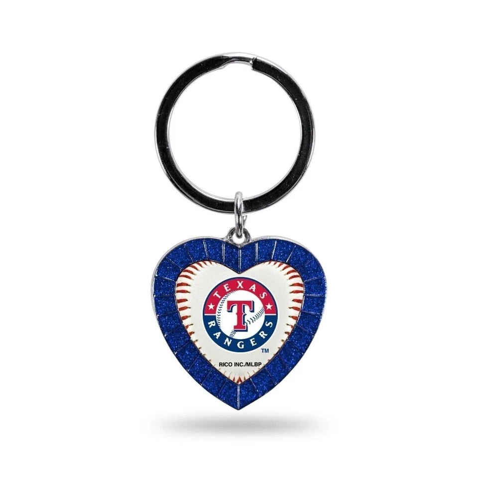 Texas Rangers Keychain Rhinestone Heart Decal Emblem Team Color Baseball - Image 1 of 1
