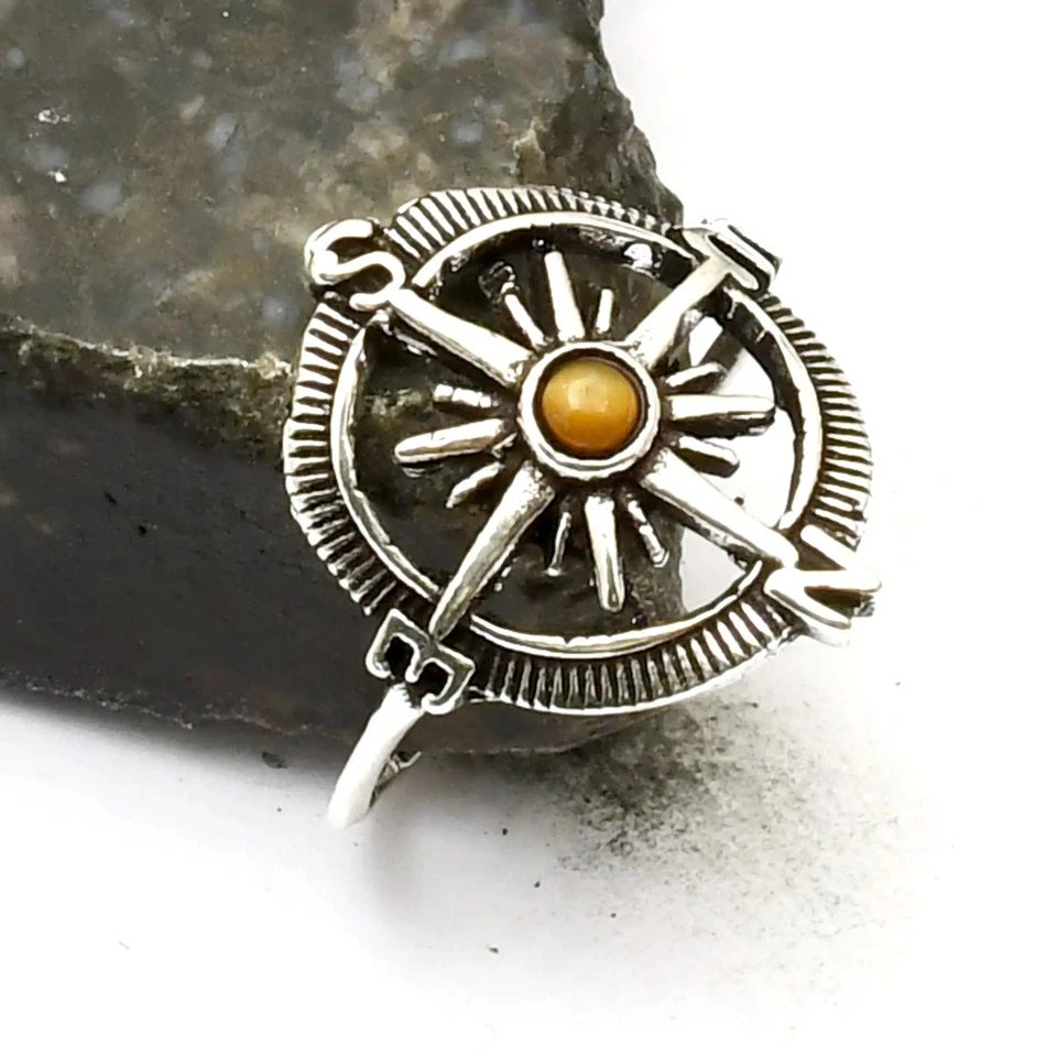 Tiger Eye Gemstone Ethnic Handmade Ring Jewelry Gift US Size-9.25 AR 39842 - image 1 of 1