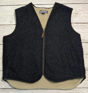 Woolrich Sleeveless Wool Blend Vest Charcoal Gray Fleece Lined Men’s Sz XL - Picture 1 of 11