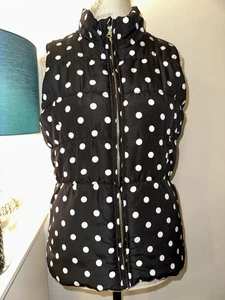 Circo Girls Black White Polka Dot Puffer Vest Full Zip Ruched Waist XL MINT! - Picture 1 of 6