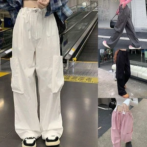 Casual Y2K Parachute Pants for Women Streetwear Harajuku Style Trousers - Picture 1 of 17