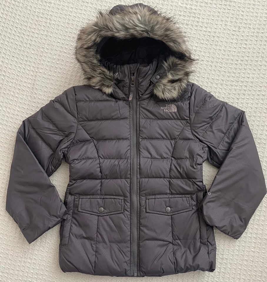 The North Face Girl Gotham 2.0 Down Puffer Jacket Hoodie Fur - Grey - M (10/12) - Image 1 of 4