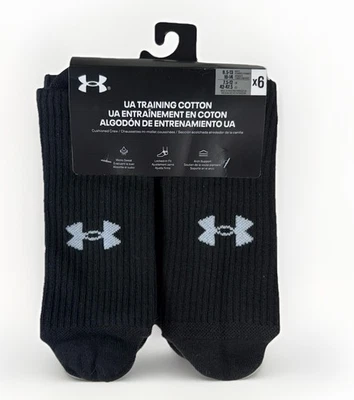 NWT Under Armour Unisex 6 Pack UA Training Cotton Crew Black Size L - Image 1 of 4