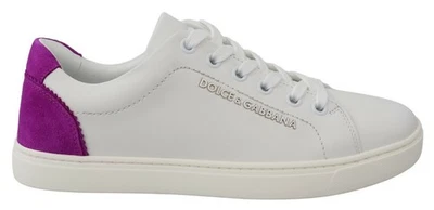 DOLCE & GABBANA Shoes White Leather Fuchsia Low Top Sneakers EU39 / US8.5 670usd - Image 1 of 4