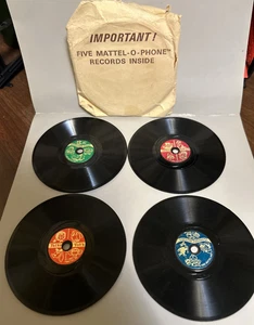 4 (vier) Mattel-O-Phone Schallplatten 4 Zoll, 1965 Vintage ungetestet, eine ist Barbie - Bild 1 von 12