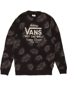 VANS Mens Graphic Sweatshirt Jumper Medium Black Floral Cotton DK42 - Picture 1 of 4