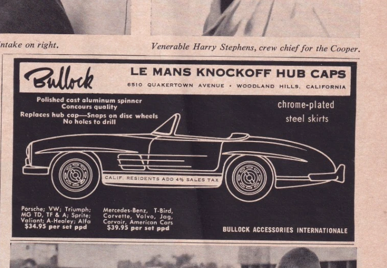 Bullock Accessories International Woodland Hills CA 1961 anuncio impreso 5"x2,5" Foto 1 de 1