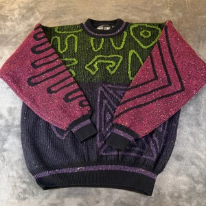 Street Scenes Vintage Abstrakt Mehrfarbig Strick Pullover Herren Extra Large XL - Bild 1 von 7