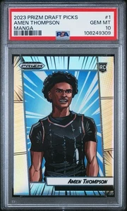 Amen Thompson 2023 Panini Prizm Draft Picks Manga PSA 10 Rookie Houston Rockets - Picture 1 of 2