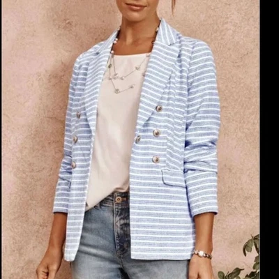 Chaqueta Blazer Jill Moderna Espectador Rayas Doble Pecho Mujer XL Náutica Foto 1 de 4