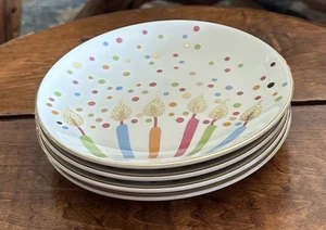 4 Lenox Candles and Confetti Birthday Cake 6” Dessert Plates EXCELLENT - Picture 1 of 6