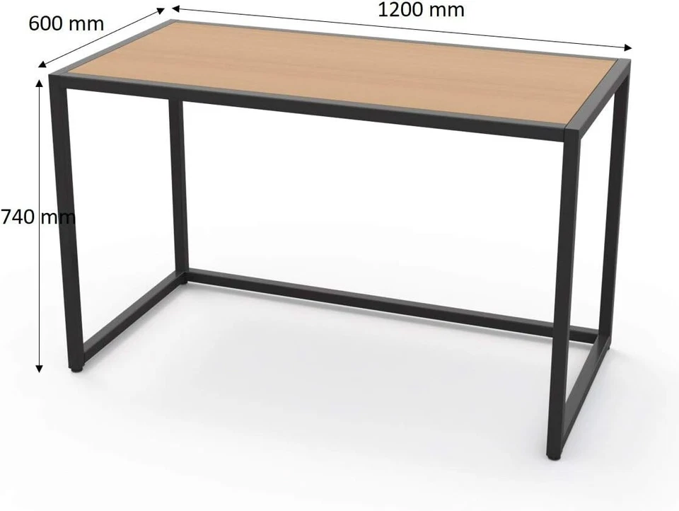 Mesa LEVIRA Adda 120x60 cm | Escritorio haya y negro, moderno, estructura met... - Imagen 1 de 4