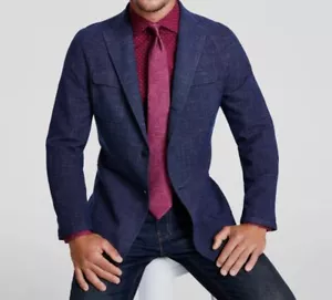 Tallia Men's Blue Slim-Fit Raglan Three-Button Sport Coat Jacket Size 42L - Picture 1 of 2