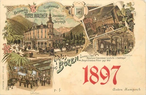 Postal litográfica 1897 Tirol del Sur Norte de Italia Bolzano saludo de Bolzano - Imagen 1 de 2