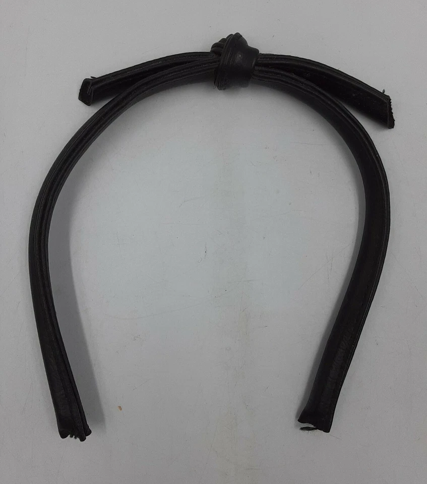 Ladies Genuine Leather Black Headband w/ Bow - Goth Mod Rocker Punk Style - Image 1 of 4