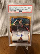 2023 Bowman Chrome M/B Druw Jones Prospect Auto 19/25Orange Mojo Refractor PSA 9