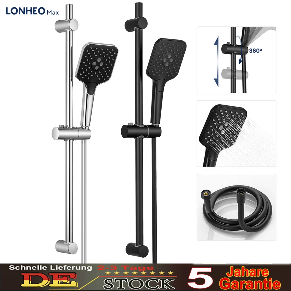Duschstange mit Handbrause Duschset Duscharmatur Brause Garnitur Bad Duschkopf  - Bild 1 von 1