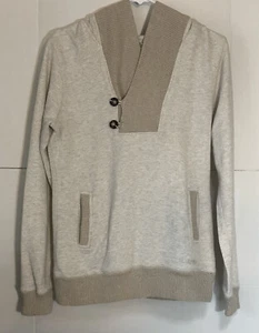BILLABONG women Vintage hoodie pull over ribbed trim sweater beige size large - Picture 1 of 5