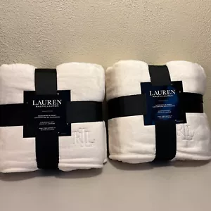 Lot Of 2 Lauren Ralph Lauren Micromink Blanket King 108”X90” Hollywood CreamNEW - Picture 1 of 9
