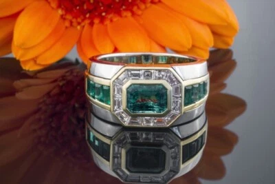 Hans Dieter Krieger Smaragd Diamant Ring Bicolor Gelbgold Weißgold 750 Schmuck - Bild 1 von 4