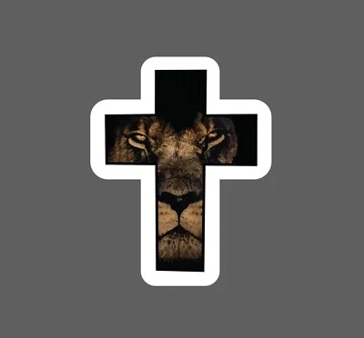 STICKER DYNASTY Lion Cross Sticker Jesus Faith Waterproof Spiritual Lion of Judah Gift NEW