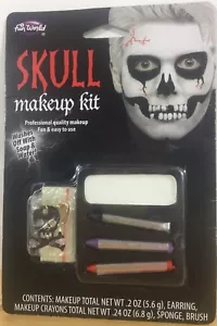 Fun World SKULL MAKEUP KIT w/ Skull Earring - New In Package - Picture 1 of 2