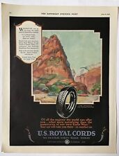 1929 magazine ad for U.S. Royal Cords Tires - Lady Mountain Zion Nat. Park Utah