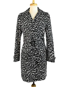 Julie Mitchell Trench Coat Women's 10 Belted White Black Twill - Picture 1 of 9