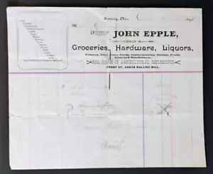 1896 John Epple Groceries Hardware Billhead fattura Pomeroy, Ohio - Foto 1 di 1
